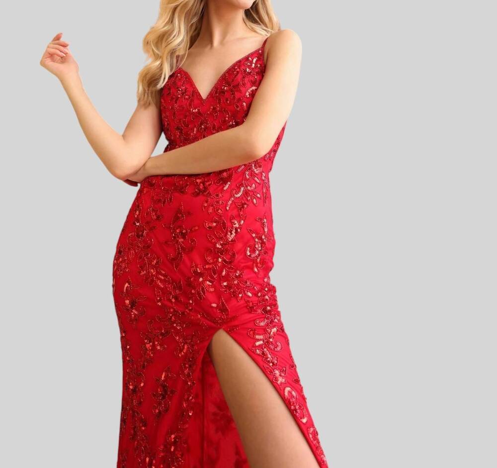 NEW PRIMAVERA stunning long evening dress in red
